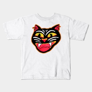 Vintage Cat Halloween Art Design Kids T-Shirt